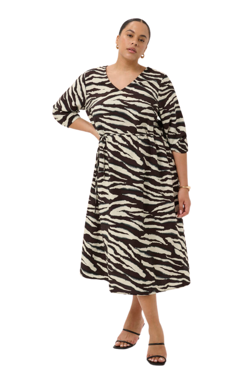 kaffe curve kjole KCvika dress brun kombi