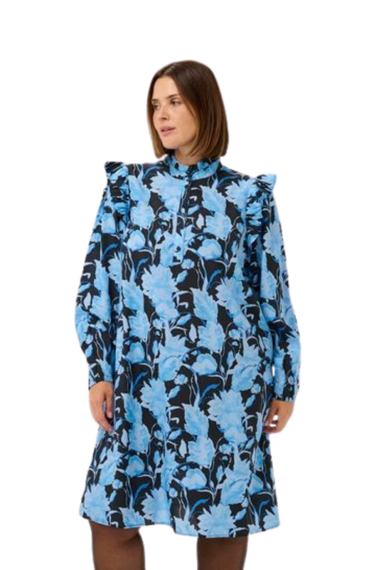 kaffe curve kjole KCsasja blå kombi