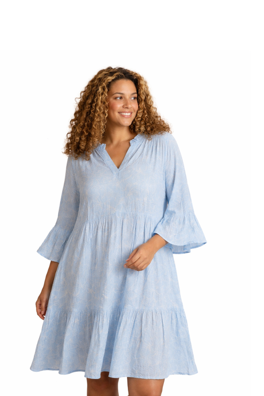 kaffe curve kjole KCella Ami blå kombi