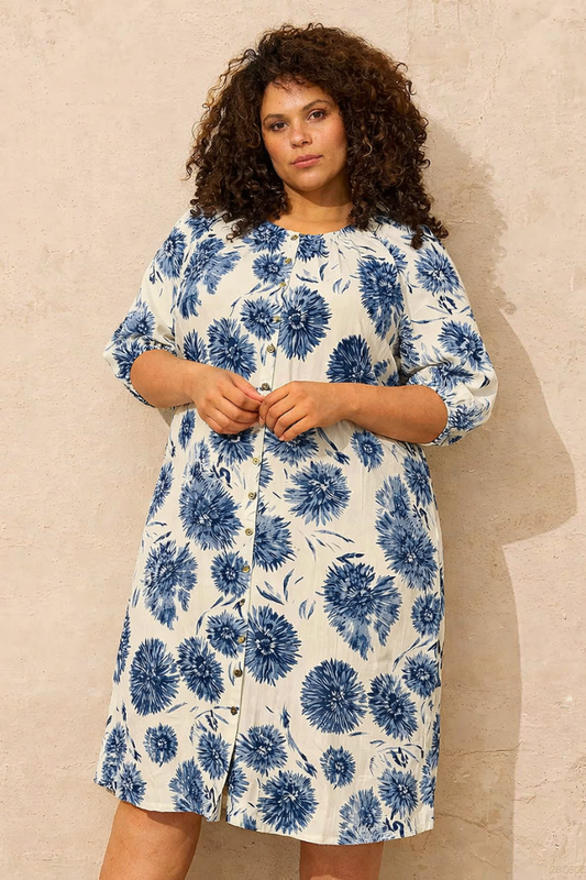 zhenzi kjole zh-frida 1309 sand/blå