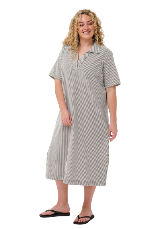 kaffe curve kjole KCnana striped dress blå
