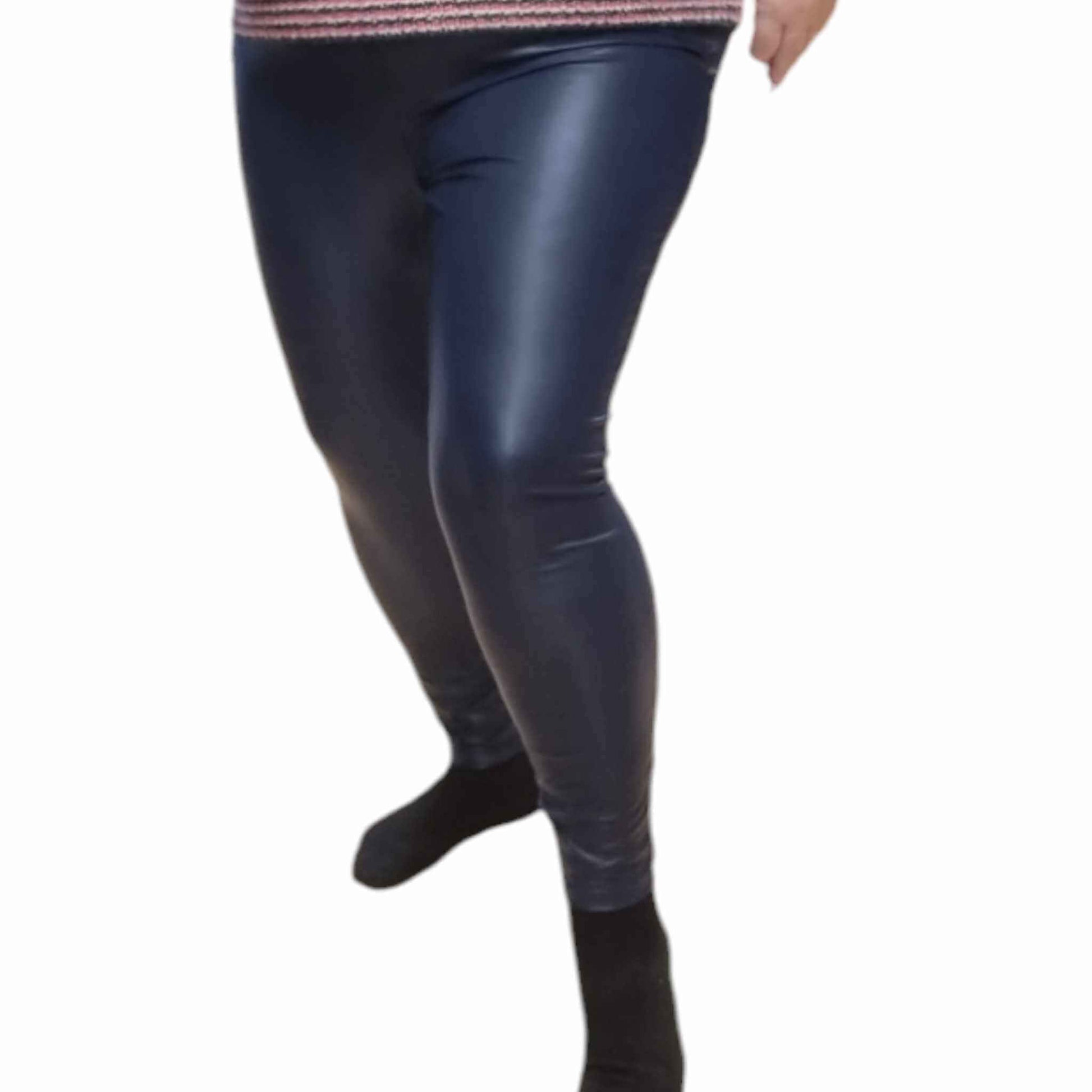 blå læderlook leggins fra Only Carmakoma