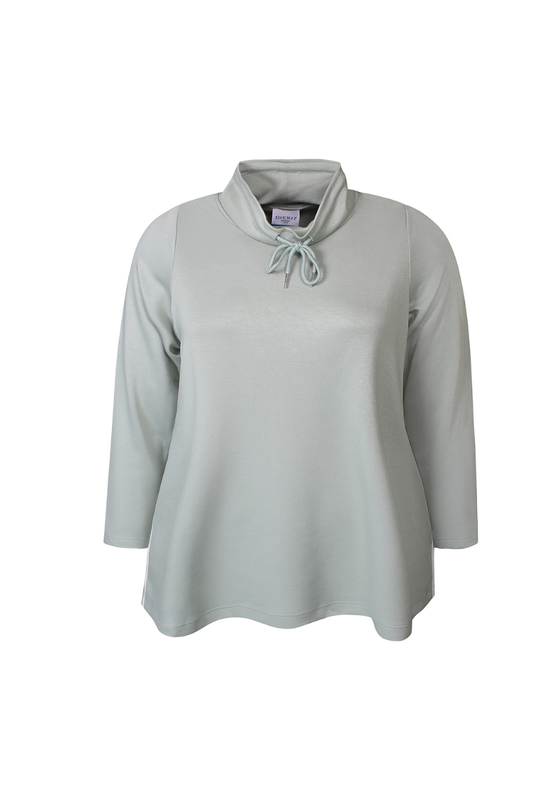 Zhenzi Mya 1182 grøn sweatbluse med høj hals og snore foran