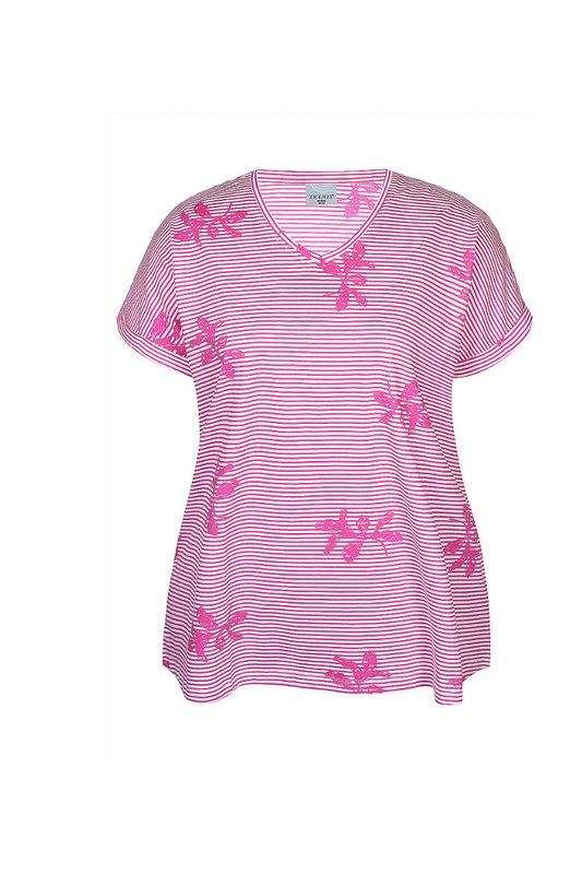 Zhenzi t-shirt Alberta 1254 hvid/pink kombi