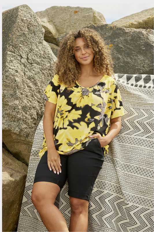 zhenzi viskose jersey bluse gul