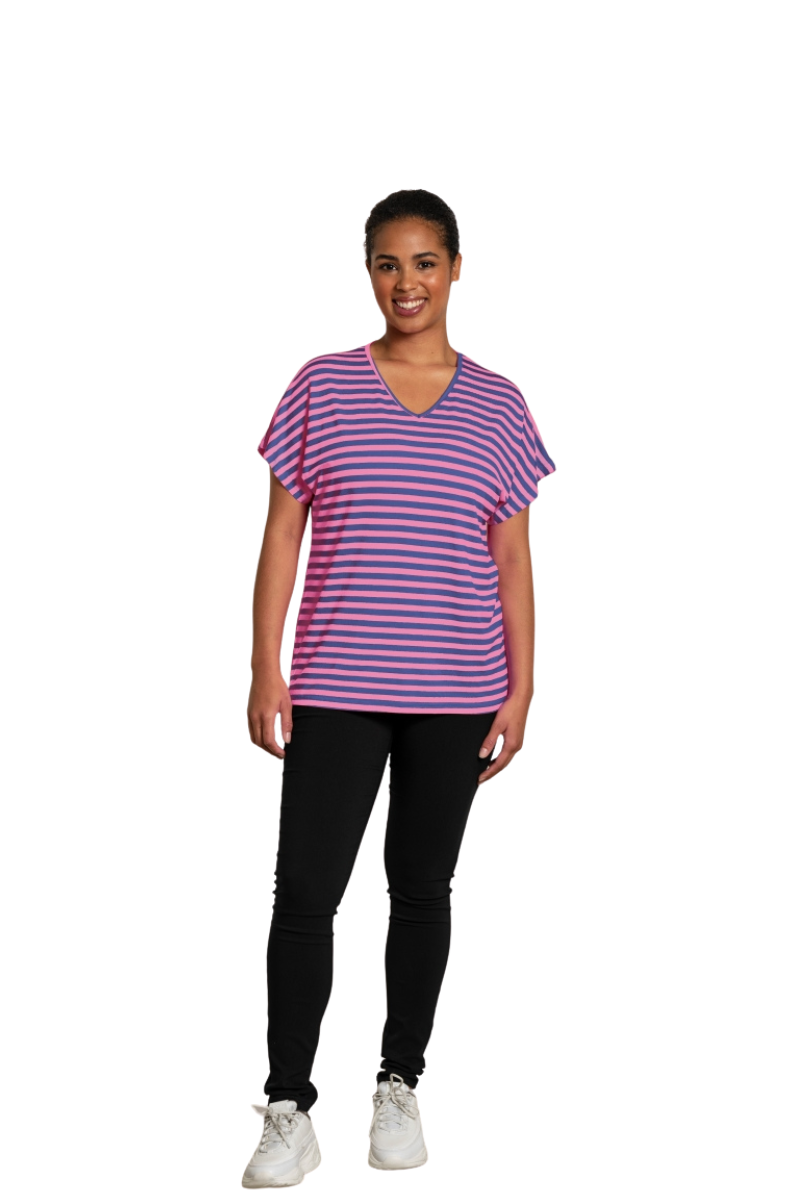 Sandgaard T-shirt Amsterdam SG103-1 stribet blå/rose