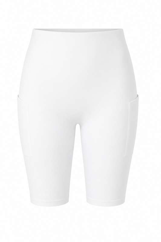zhenzi korte short leggings med lommer 420 - Hvid