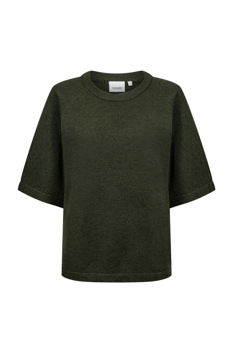 Wasabi strikbluse WA-Chanin 1 - mørkegrøn