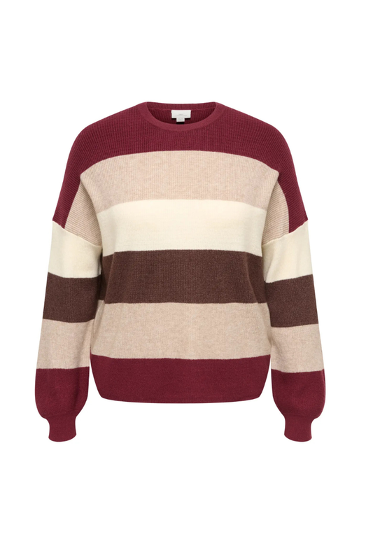 Only Carmakoma strikbluse CARATIA rød