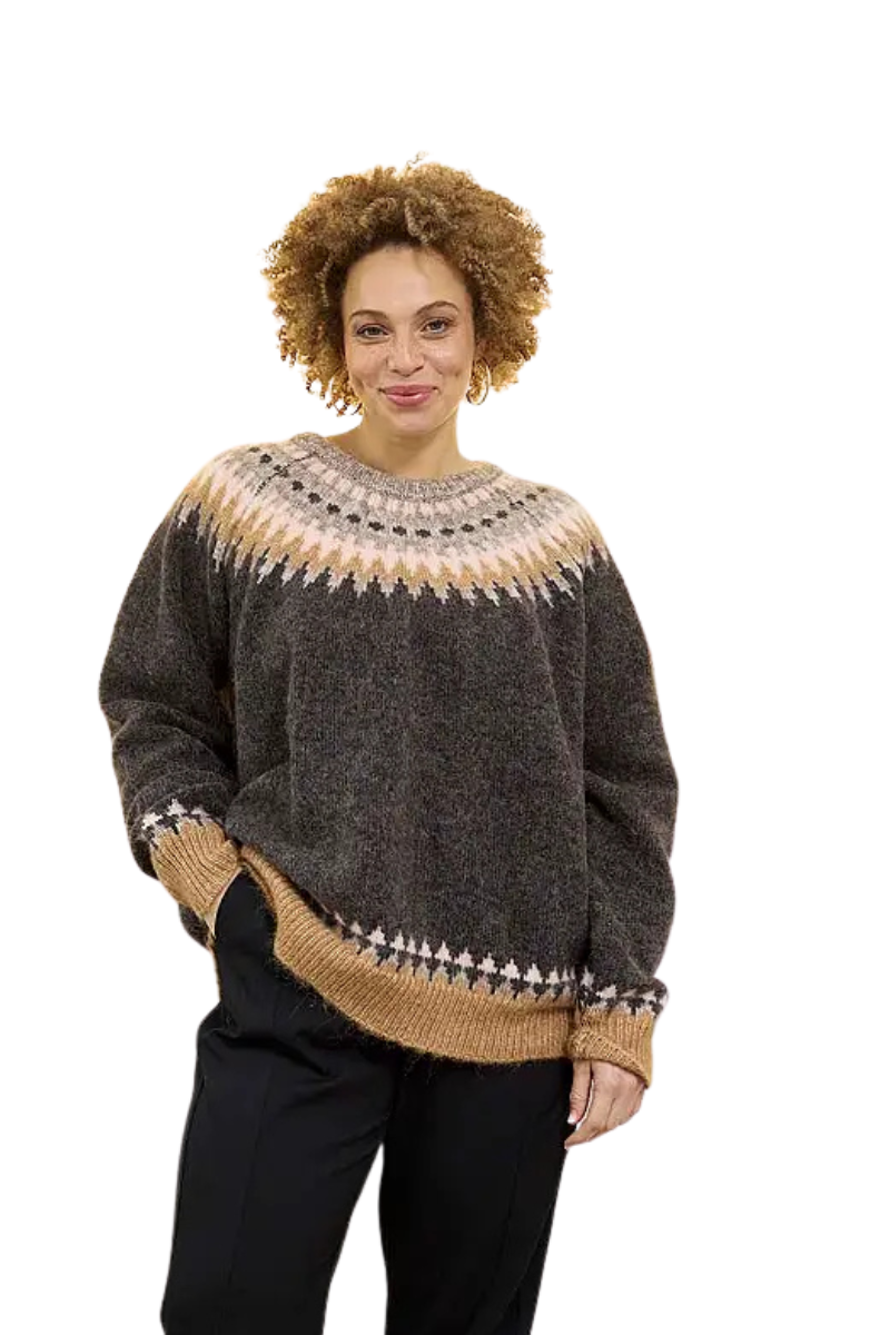 Zhenzi strikbluse Myrna 1719 brun