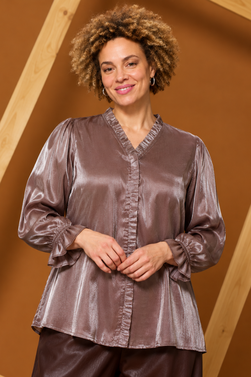 Zhenzi skjorte bluse Mitzy 1643 - Chokolade