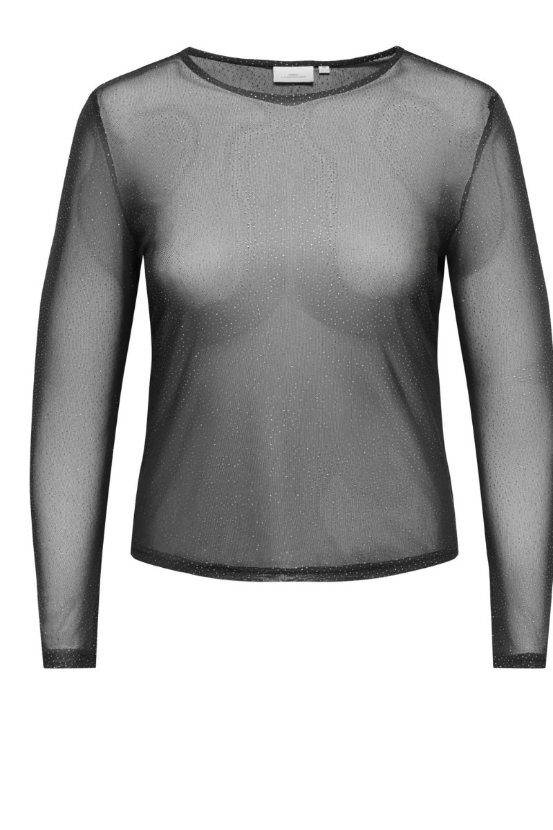 Only Carmakoma CAROPUS mesh glitter bluse - Sort