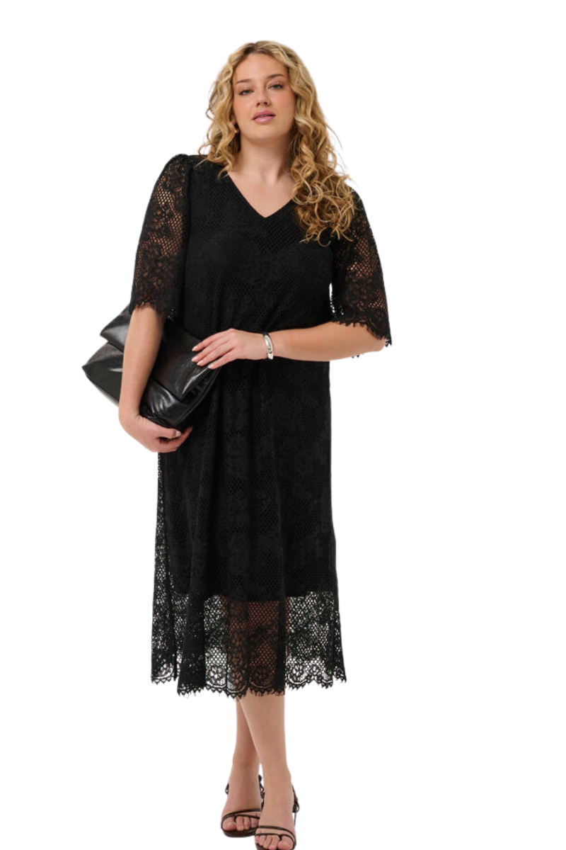 kaffe curve kjole KCcarley lace dress brun
