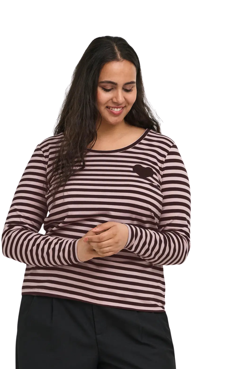 Only Carmakoma t-shirt carbodli o-neck blouse brun kombi