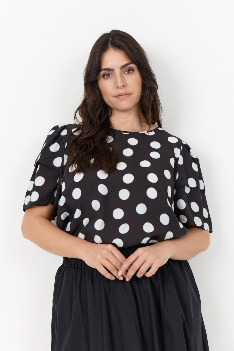 wasabi bluse WA-ANAYA 1 sort m. hvid