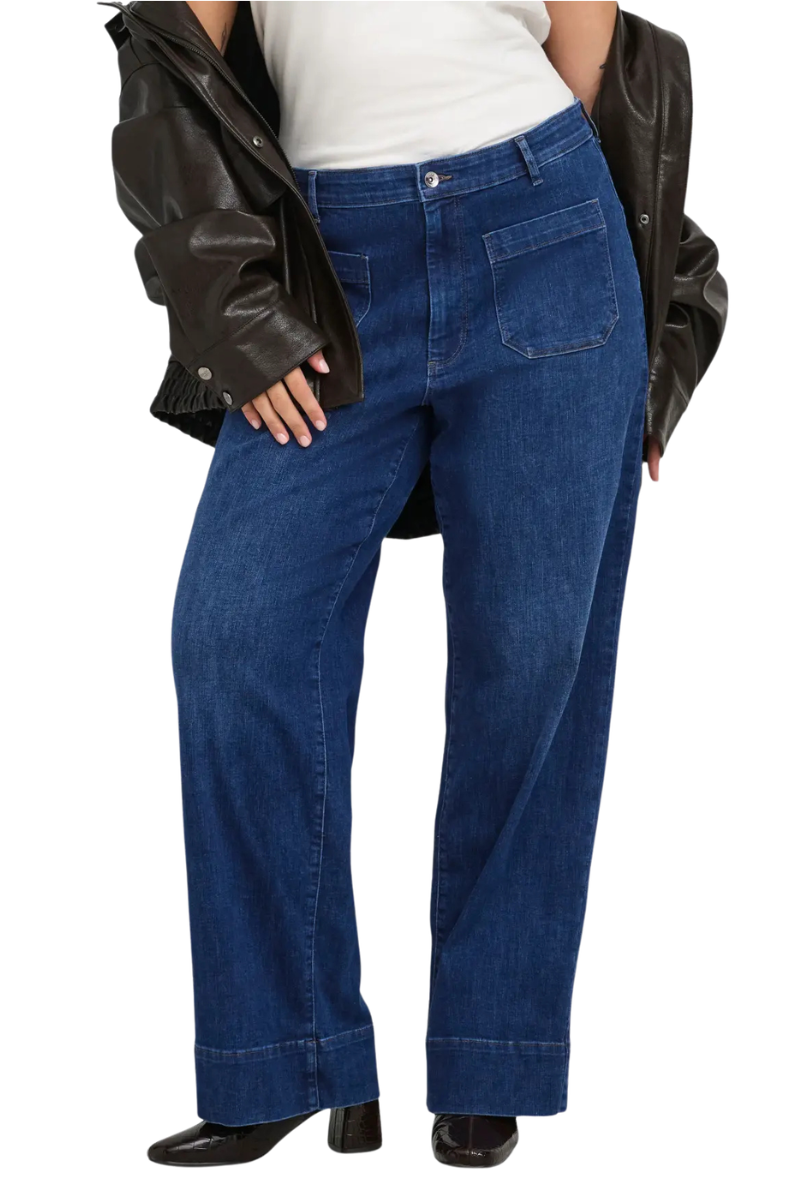 Only Carmakoma bukser Carmadison mørkeblå denim