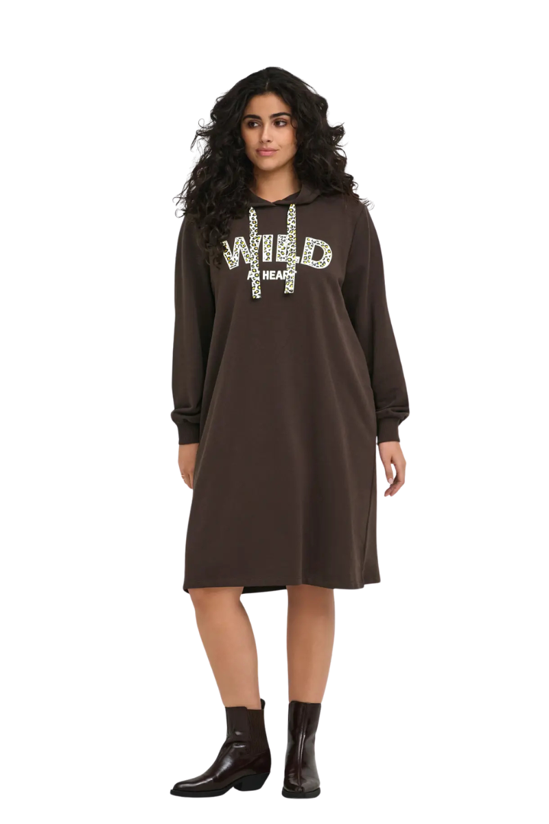 Only Carmakoma  kjole brun Careza hoodie