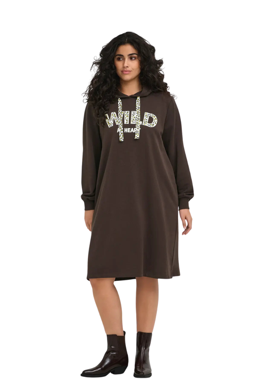 Only Carmakoma  kjole brun Careza hoodie