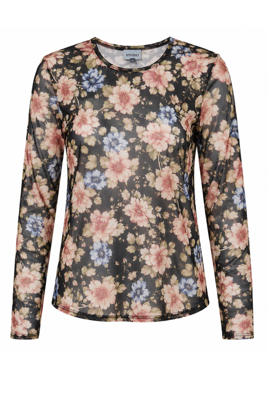 Zhenzi mesh bluse Zh-tiri blomster mønster