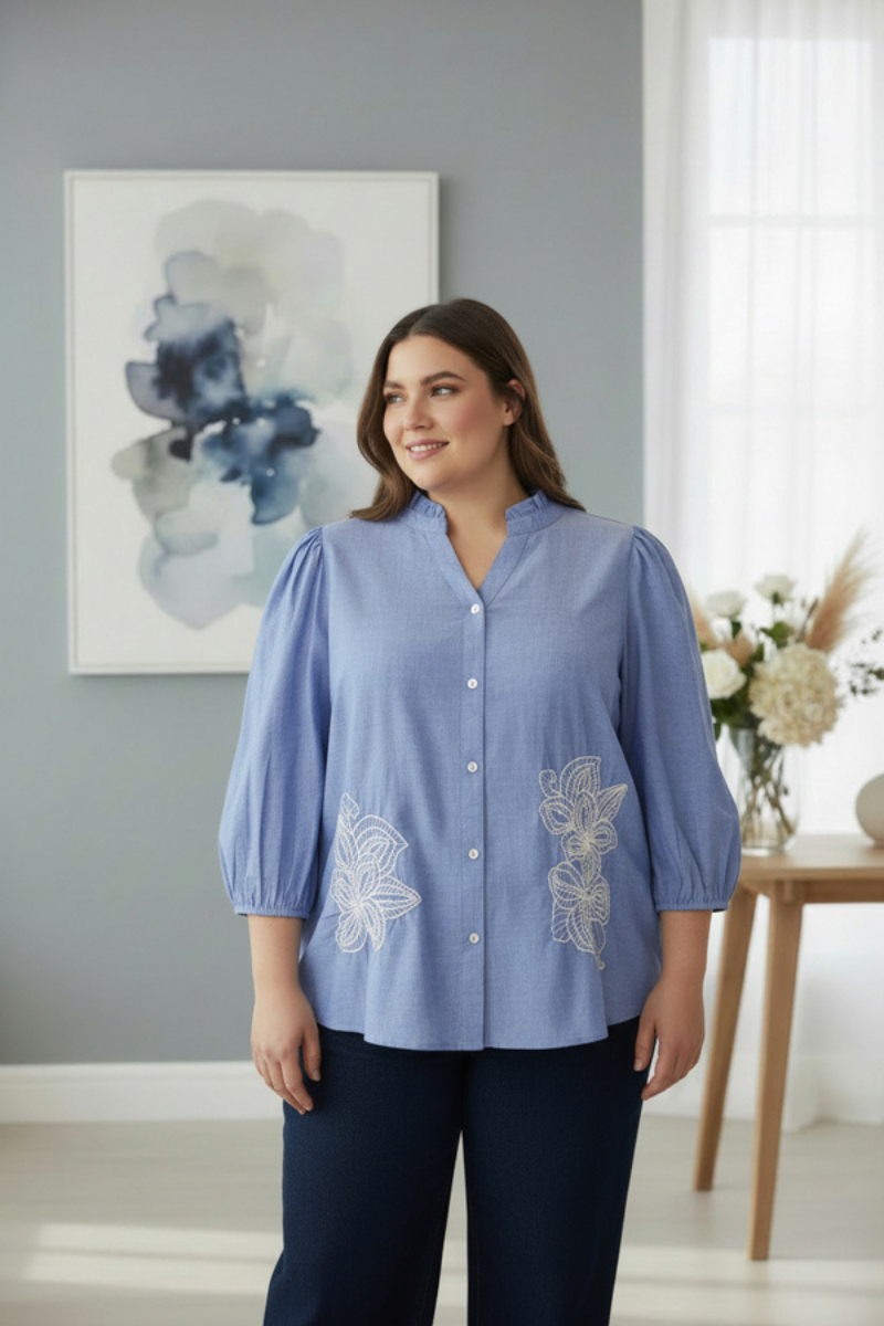 Cassiopeia skjortebluse Cemina blå kombi