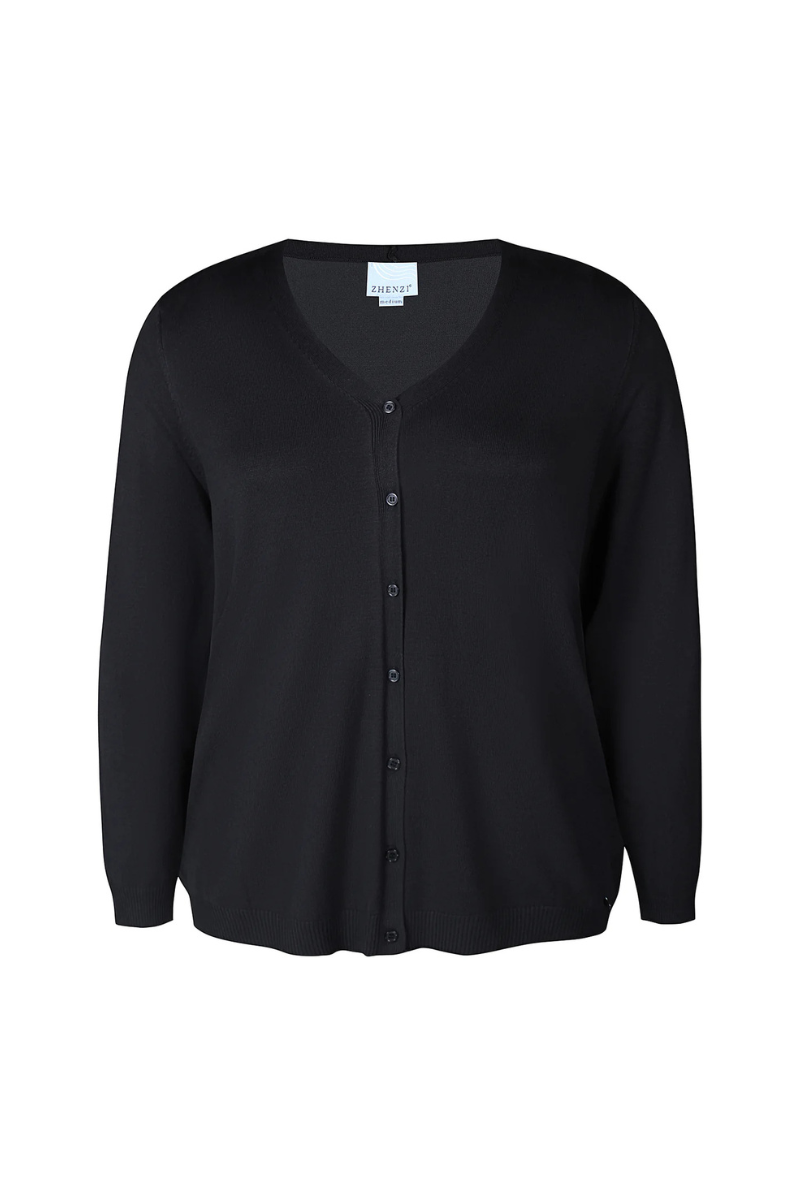 Zhenzi strik cardigan kogle sort 1163