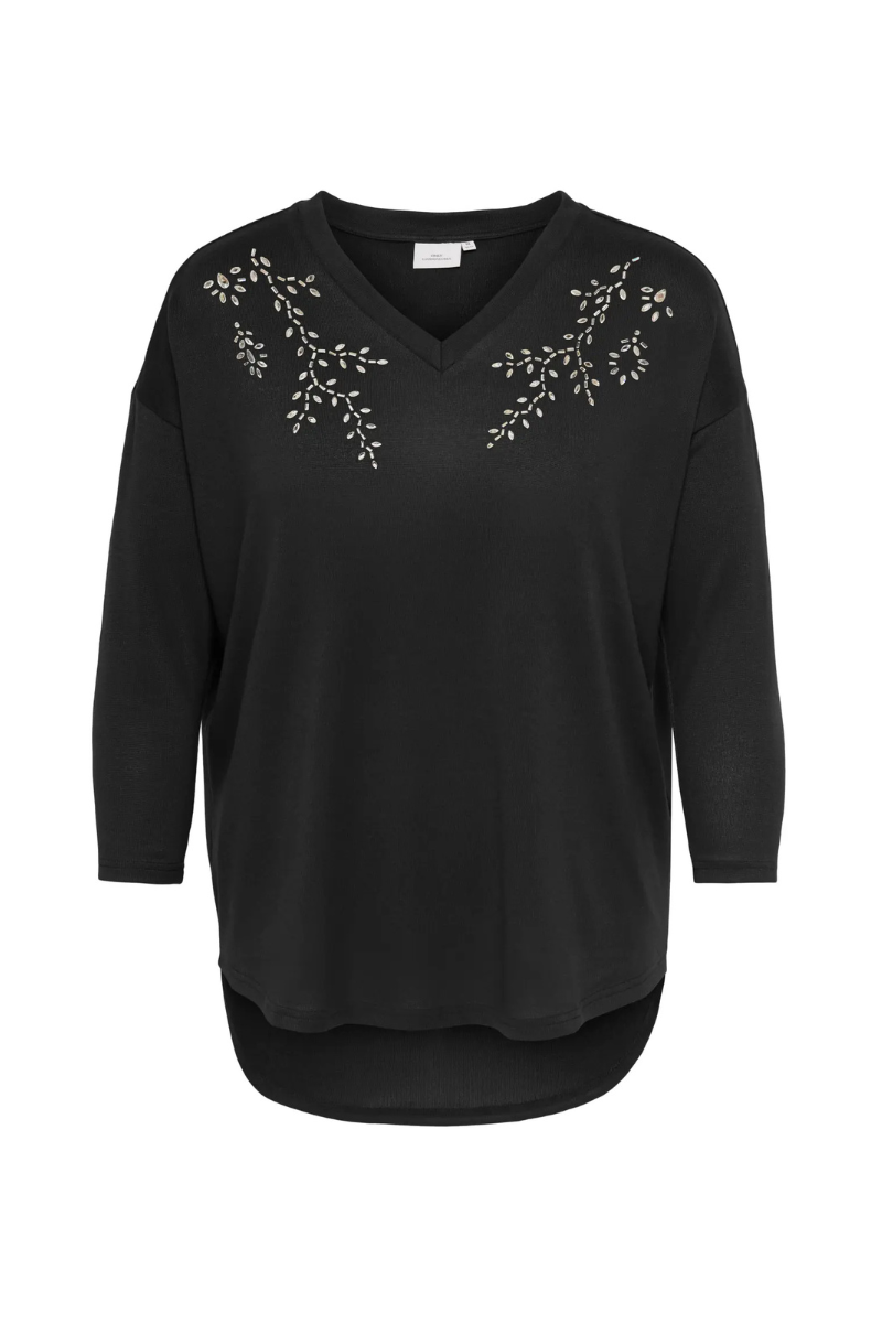 Only Carmakoma strik bluse caralba sort