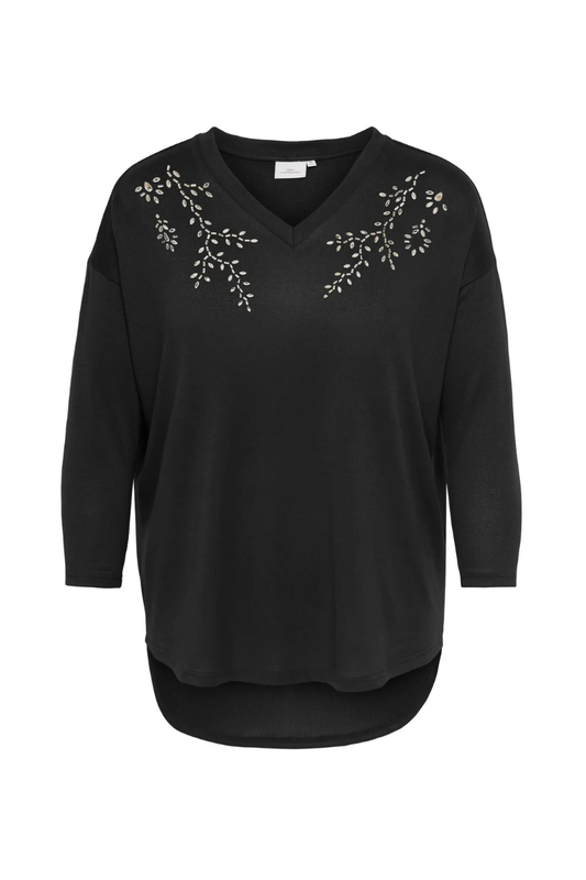 Only Carmakoma strik bluse caralba sort