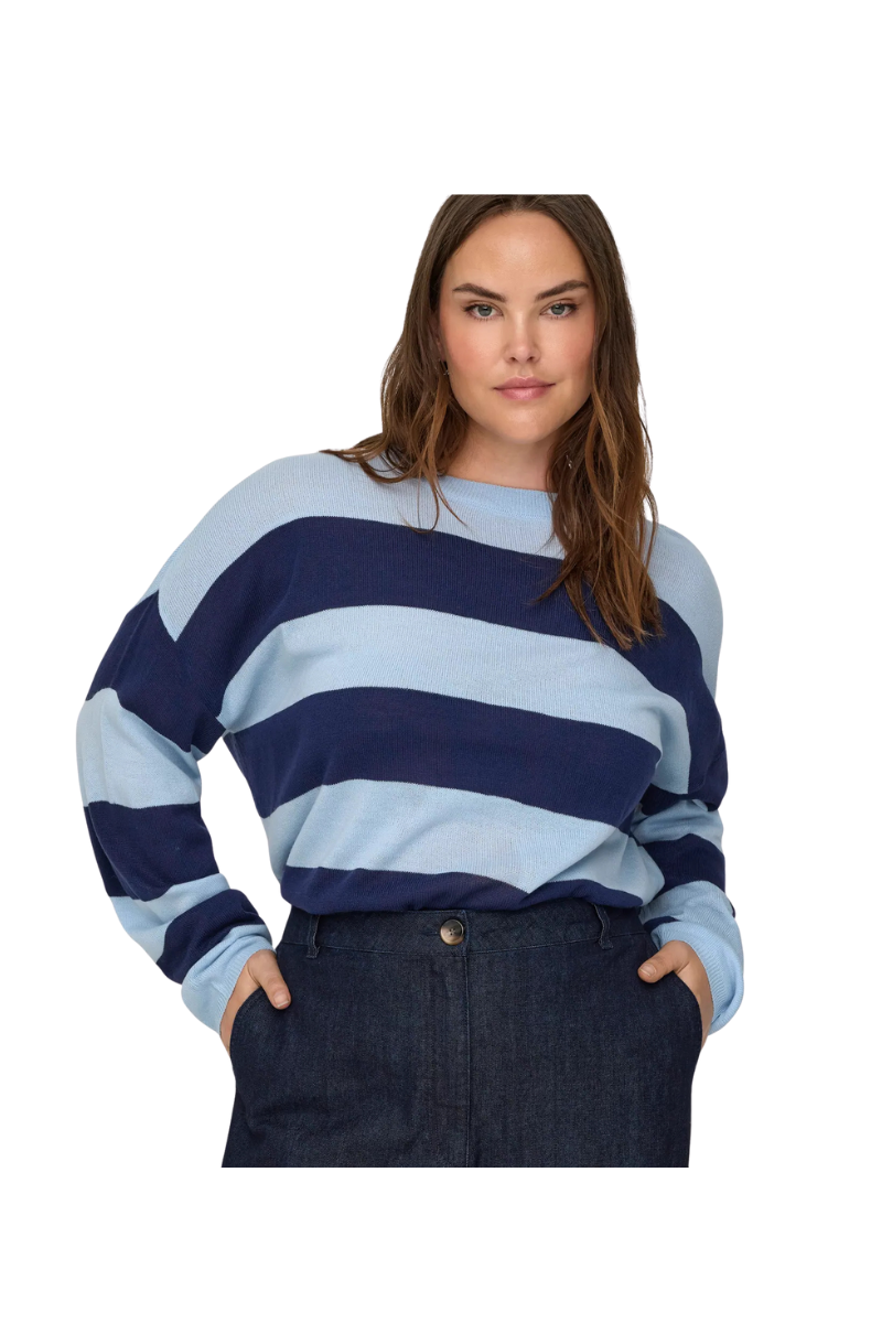 only carmakoma striktrøje carderry blå kombi