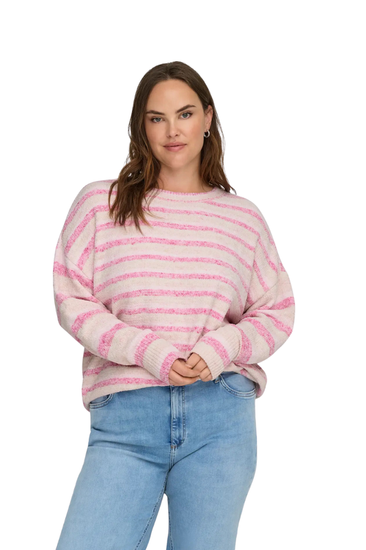 Only carmakoma striktrøje Carjohanna lyserød kombi