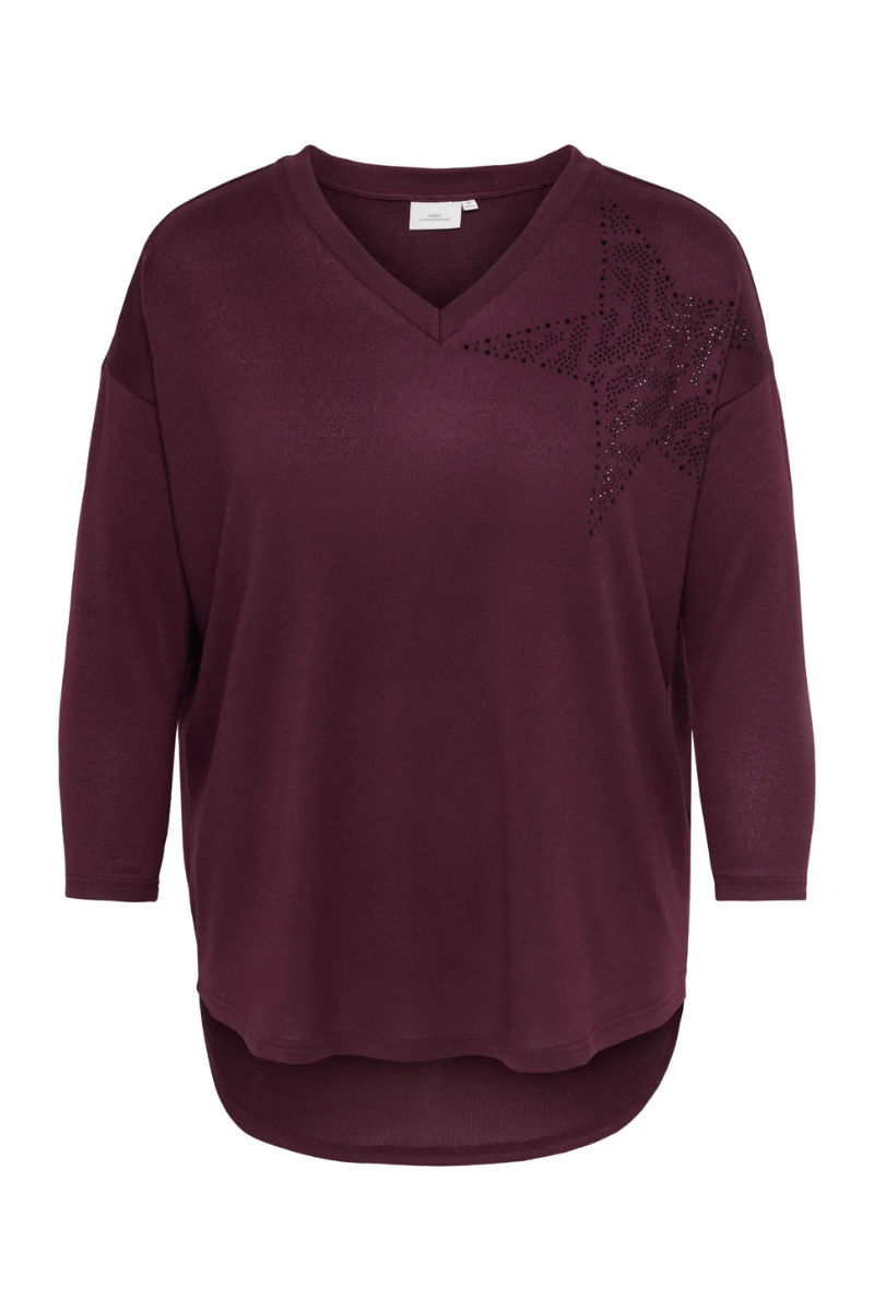 Only Carmakoma strik bluse CARalba rød