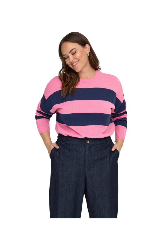 only carmakoma striktrøje carderry lyserød kombi