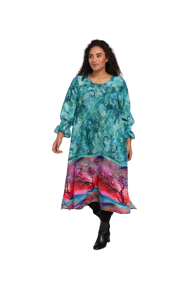 studio kjole SBodil blå/pink kombi