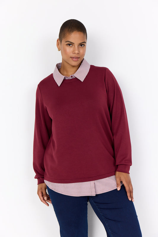 Wasabi skjorte sweat bluse Wa-Sabina 63 bordeaux rød