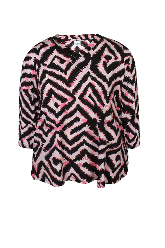 Zhenzi bluse 3/4 Zh-sylva 1171 pink med zigzag-mønster