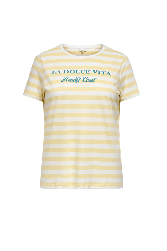 Only Carmakoma t-shirt carclara ss o-neck tee jrs hvid og gul