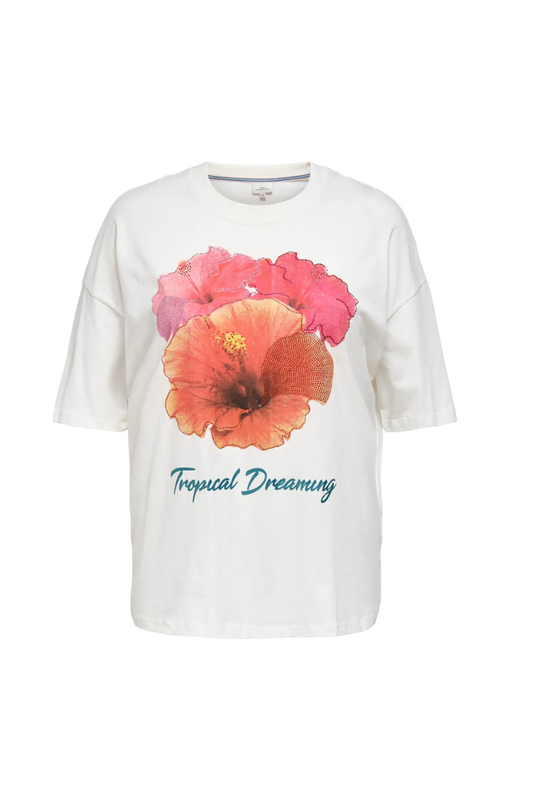 Only Carmakoma t-shirt carkourtney ss o-neck tee jrs hvid kombi