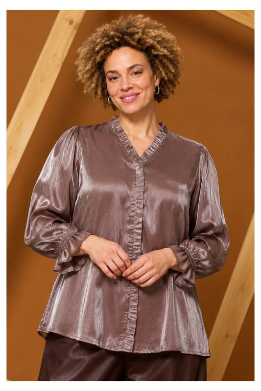 Zhenzi skjorte bluse Mitzy 1643 - Chokolade