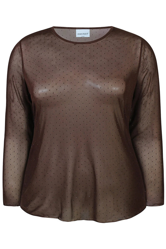 Zhenzi meshbluse Tiri 1242 – Chokolade – 950
