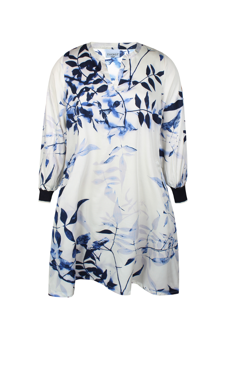 zhenzi kjole zh-angel 1332-dress L/S blå kombi