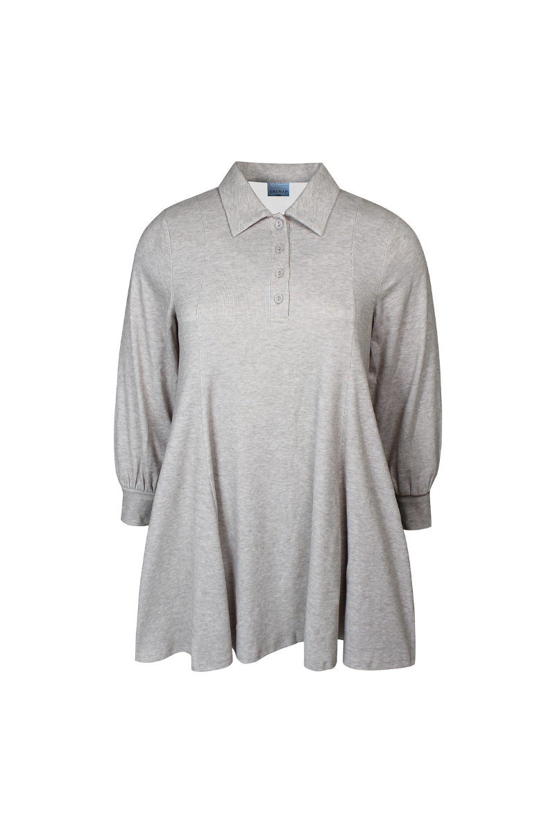 Zhenzi tunika kjole Zh-Alaia 1178 grå ensfarvet plus size